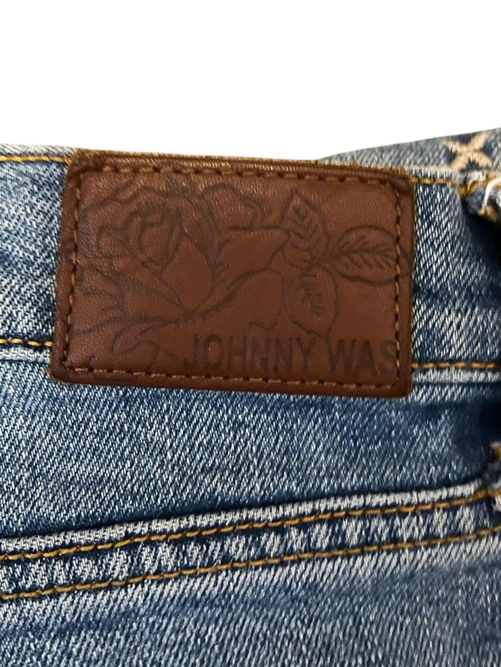 Johnny Was West Side Eyelet Baby Boot Jeans Embroidered Flare Jeans - Picture 9 of 10